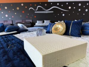 Organic latex mattress layers showing breathable support and natural materials