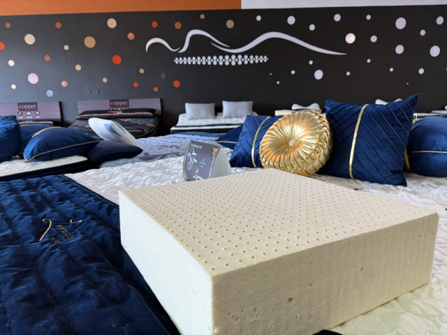 Organic latex mattress layers showing breathable support and natural materials